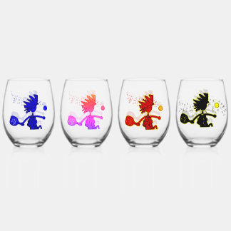 Pickleball Joyful Drinkware Set Stemless Wine Glass