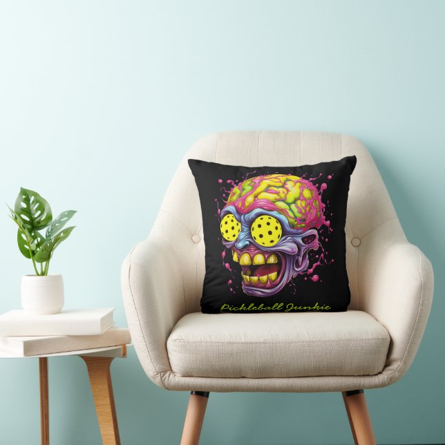 Pickleball Junkie - funny pickleball black Cushion (Chair)