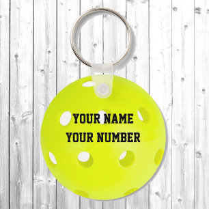 Pickleball Keychain ID Tag YOUR NAME & Number