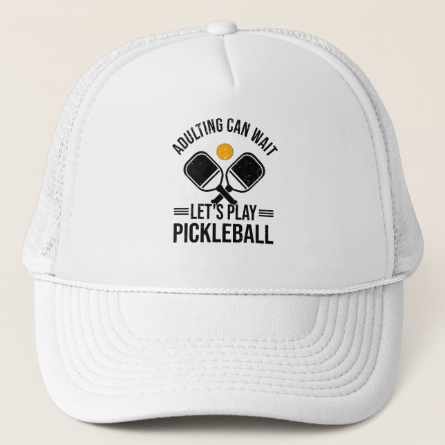 Pickleball Kids Pickleball Player Hobby Parents Trucker Hat (Front)