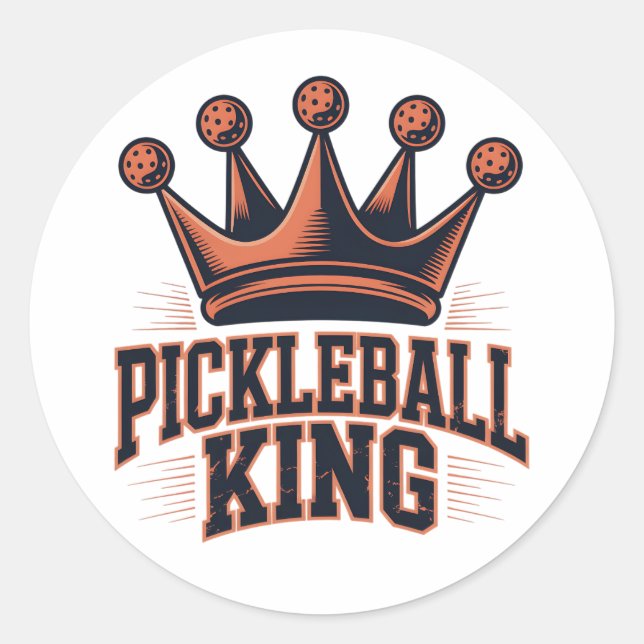Pickleball King Classic Round Sticker (Front)
