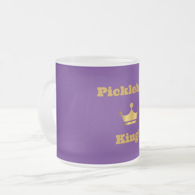 Pickleball King coffee mug - purple & gold (Front Left)