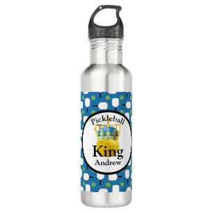Pickleball King, Yellow Pickleball Wearing A Crown 710 Ml Water Bottle