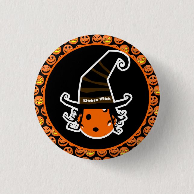 Pickleball Kitchen Witch Cute Pickleball Halloween 3 Cm Round Badge (Front)