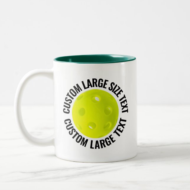 Pickleball & Large Text HUNTER GREEN 11oz Custom Two-Tone Coffee Mug (Left)