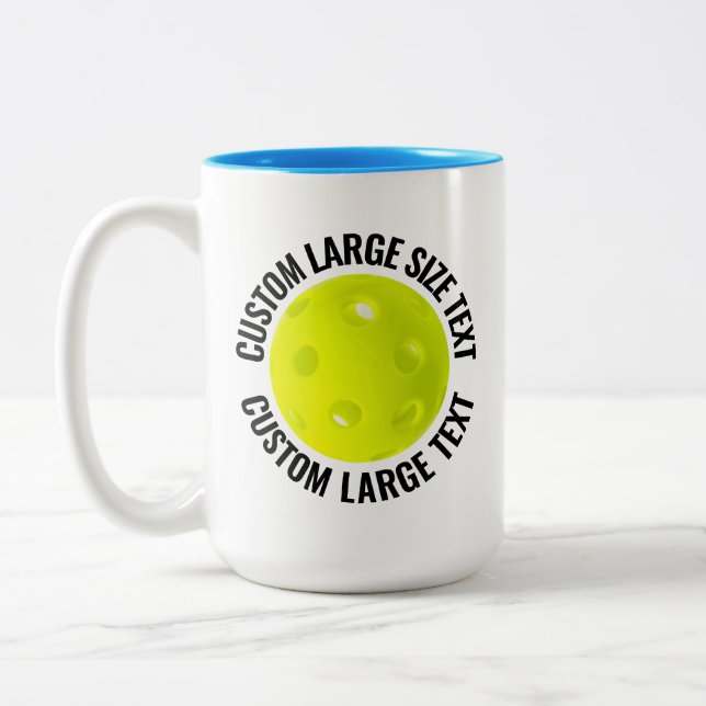Pickleball & Large Text LIGHT BLUE 15oz Custom Two-Tone Coffee Mug (Left)