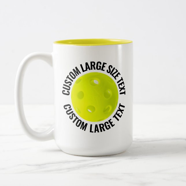 Pickleball & Large Text YELLOW 15oz Custom Two-Tone Coffee Mug (Left)