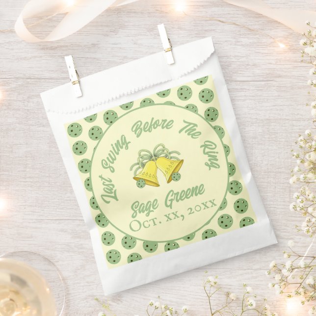 Pickleball Last Swing Before the Ring Sage & Cream Favour Bags (Clipped)