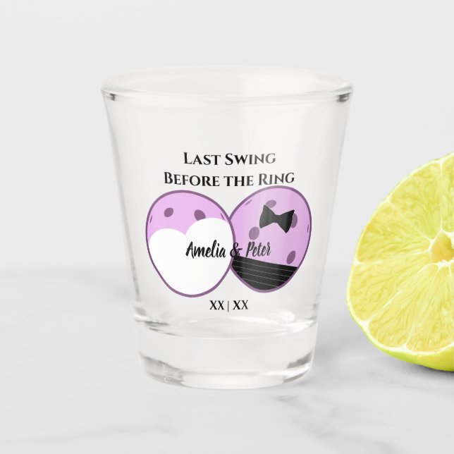 Pickleball Last Swing Before the Ring Wedding Shot Glass (Front)