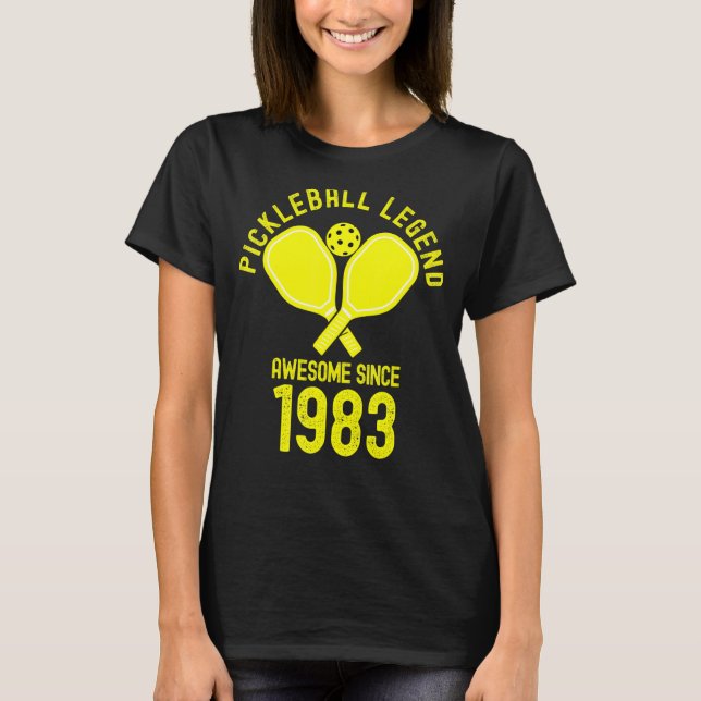 Pickleball Legend Awesome Since 1983 Retro 40th Bi T-Shirt (Front)