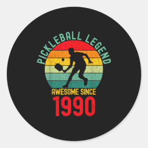 Pickleball legend awesome since 1990 retro 36th classic round sticker