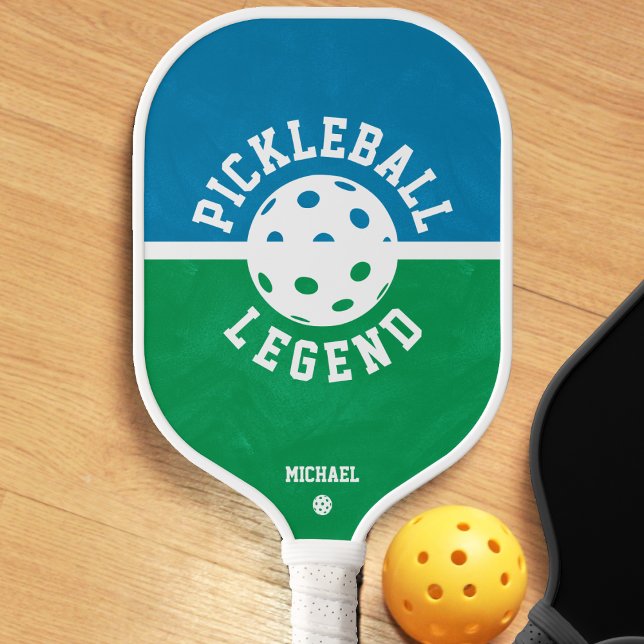 Pickleball Legend Green & Blue Pickleball Paddle (blue and green pickleball legend retro pickleball paddle)