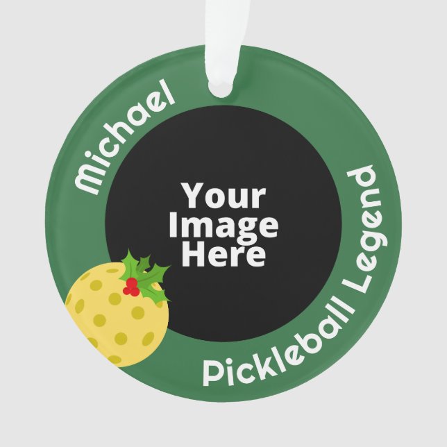 Pickleball Legend Personalised Photo Christmas Ornament (Front)