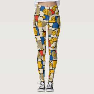 Pickleball Leggings Piet Mondrian Pattern