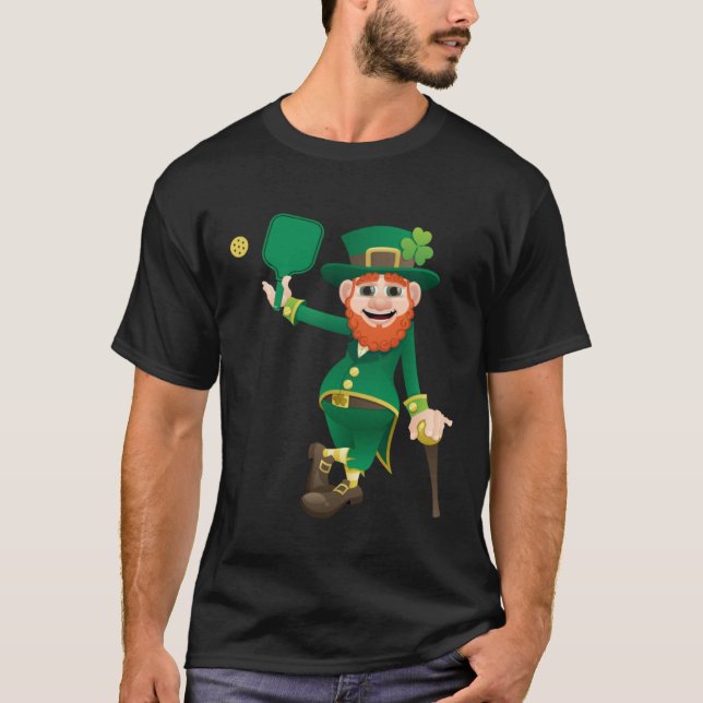 Pickleball Leprechauns St Patrick's Day Pickleball T-Shirt (Front)