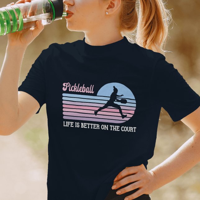Pickleball Life Is Better On The Court Retro T-Shirt (Creator Uploaded)
