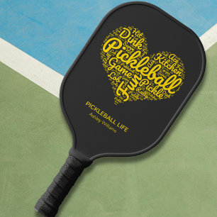 Pickleball Life Word Art Typography Custom Text Pickleball Paddle