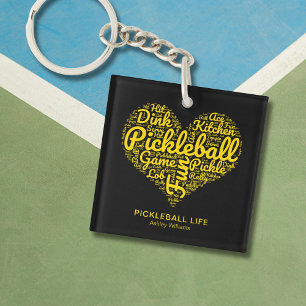 Pickleball Life Word Art Typography Personalised Key Ring