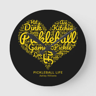 Pickleball Life Word Art Typography Personalised Round Clock