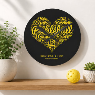 Pickleball Life Word Art Typography Personalised Round Clock
