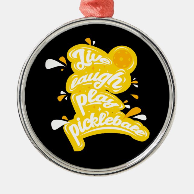 Pickleball - Live Laugh Play Pickleball Metal Tree Decoration (Front)