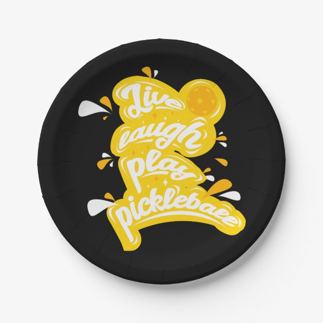 Pickleball - Live Laugh Play Pickleball Paper Plate (Front)