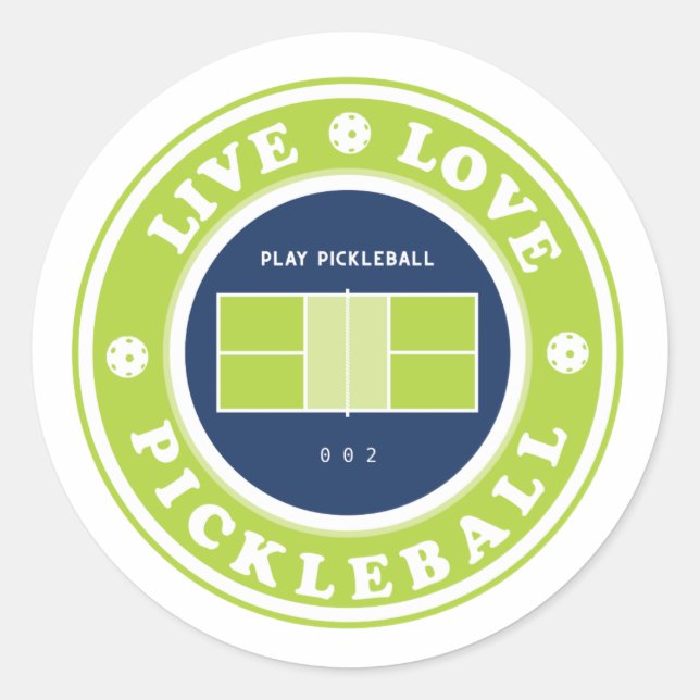 Pickleball: live life pickleball classic round sticker (Front)