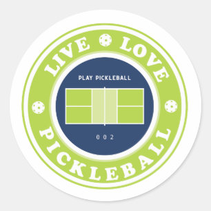 Pickleball: live life pickleball classic round sticker