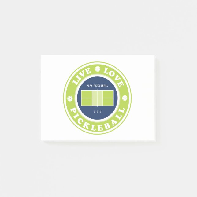 Pickleball: live life pickleball post-it notes (Front)
