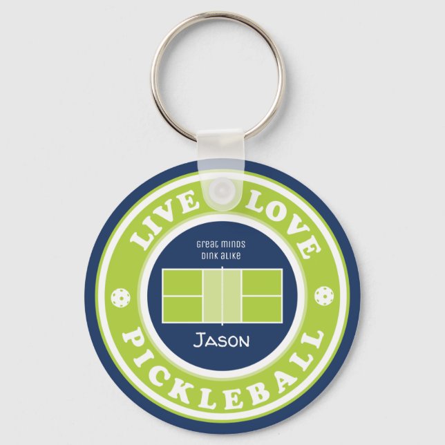 Pickleball: live, love, pickleball, custom text  key ring (Front)