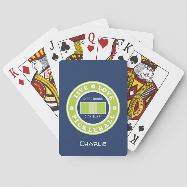 Pickleball: live, love, pickleball, custom text  playing cards (Back)