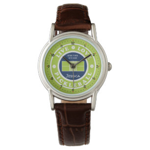 Pickleball: live, love, pickleball, custom text watch