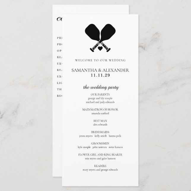 Pickleball Love Ceremony Program (Front/Back)