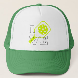 Pickleball Love – Neon Paddle and Ball Design Trucker Hat
