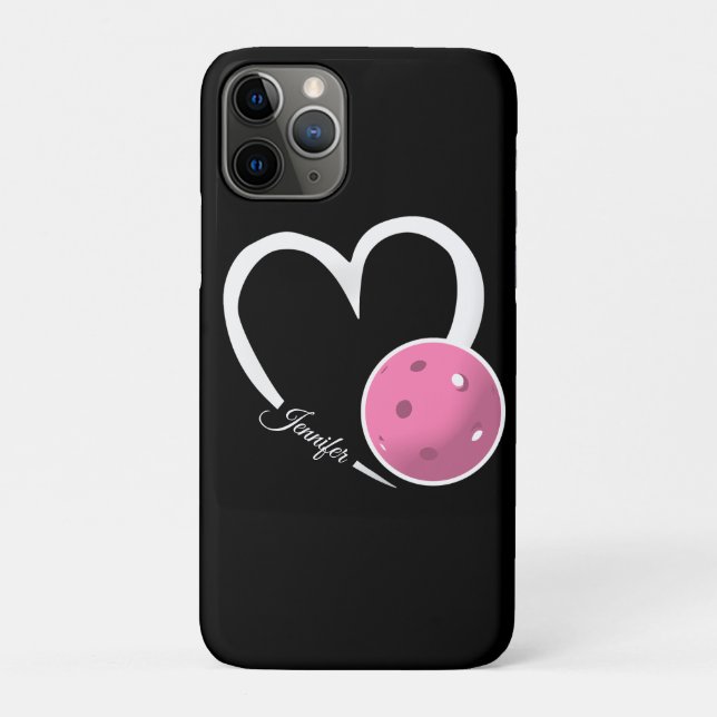 Pickleball Love Personalised White and Pink Ball Case-Mate iPhone Case (Back)