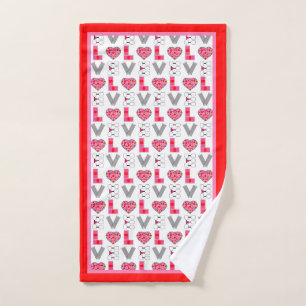Pickleball Love Spelled with Red & Pink Equipment Hand Towel