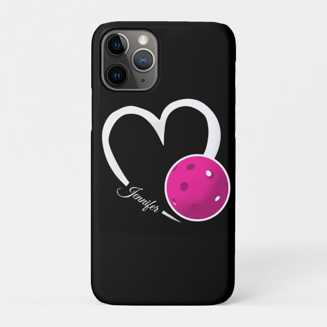 Pickleball Love White Heart Magenta Pickleball Case-Mate iPhone Case (Back)