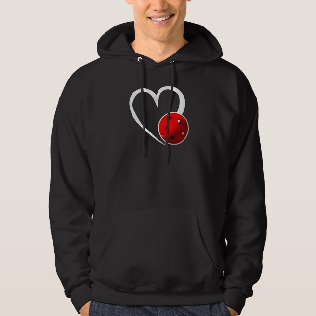 Pickleball Love White Heart Red Pickleball Hoodie (Front)