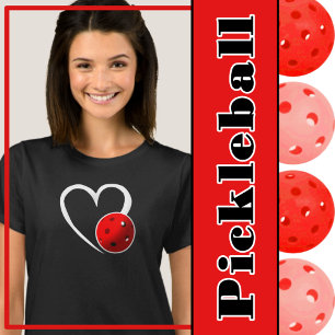 Pickleball Love White Heart Red Pickleball T-Shirt
