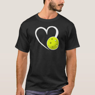 Pickleball Love White Heart Yellow Pickleball T-Shirt