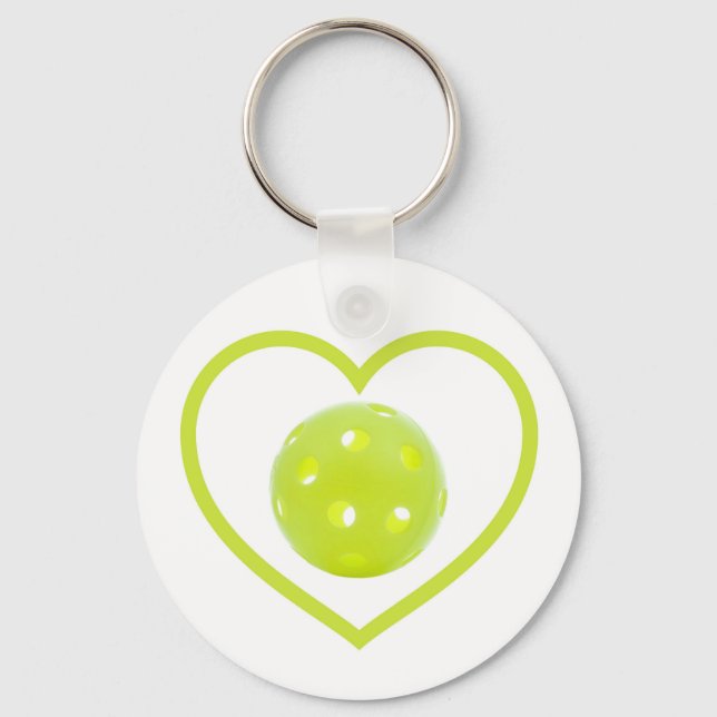 pickleball love yellow pickle ball key ring (Front)