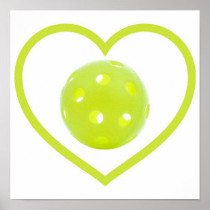 pickleball love yellow pickle ball poster