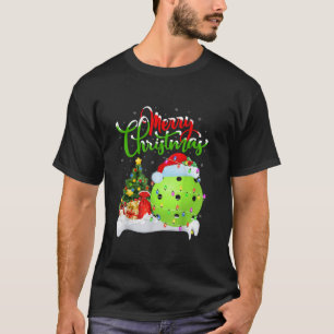 Pickleball Lover Christmas Decorations Santa Light T-Shirt
