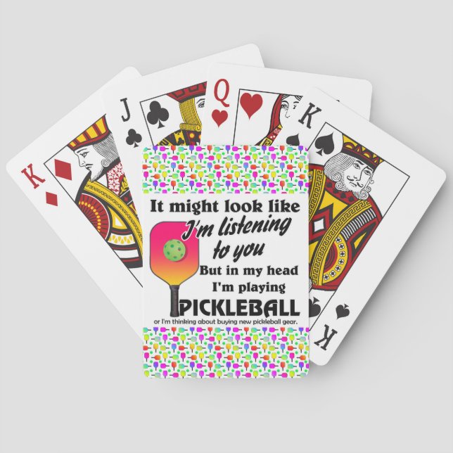 Pickleball Lover In My Head I'm Playing Pickleball Playing Cards (Back)