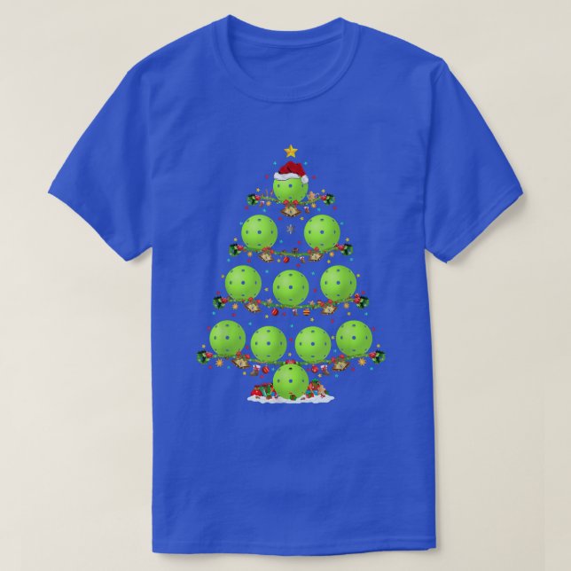 Pickleball Lover Lighting Santa Pickleball Christm T-Shirt (Design Front)