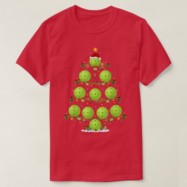 Pickleball Lover Lighting Santa Pickleball Christm T-Shirt (Design Front)