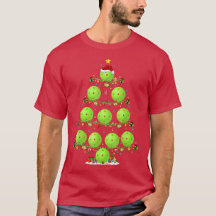 Pickleball Lover Lighting Santa Pickleball Christm T-Shirt