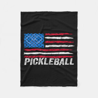 Pickleball lover pickle ball patriotic flag fleece blanket
