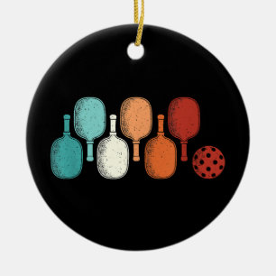 Pickleball Lover Retro Paddle Sport Vintage Ceramic Tree Decoration