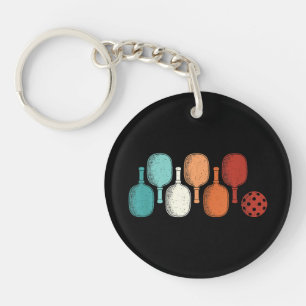 Pickleball Lover Retro Paddle Sport Vintage Key Ring
